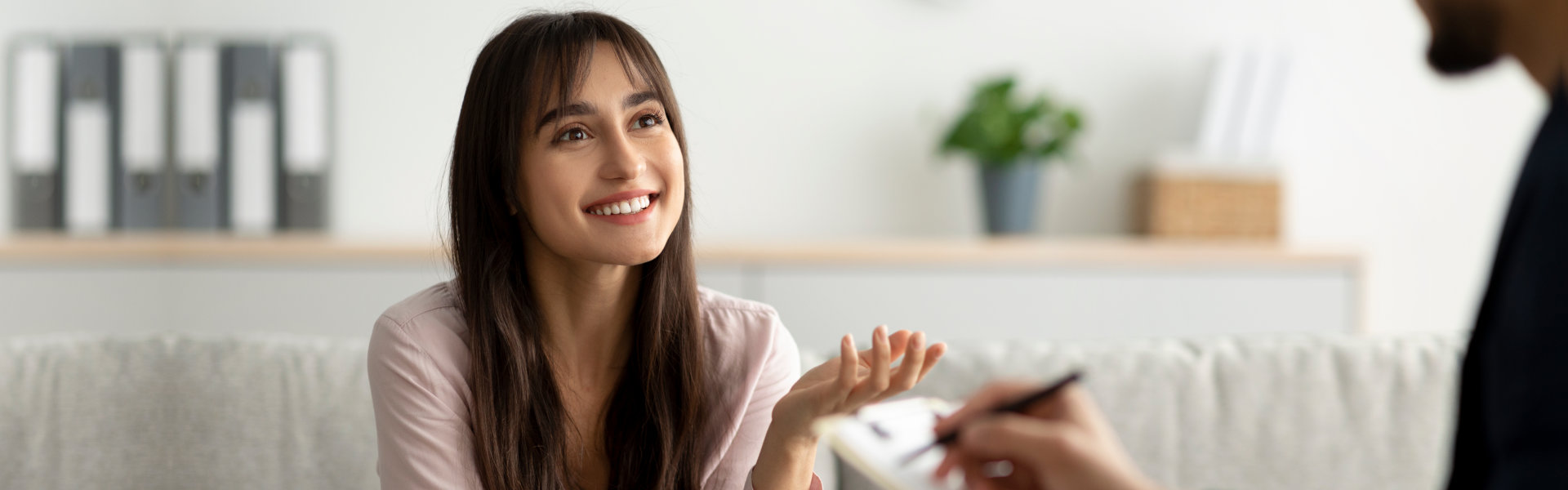 patient and therapist talking